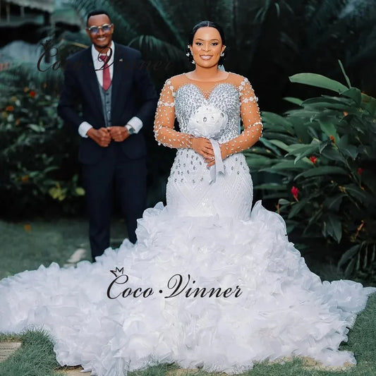 Elegant Africa Ruffle Wedding Gown